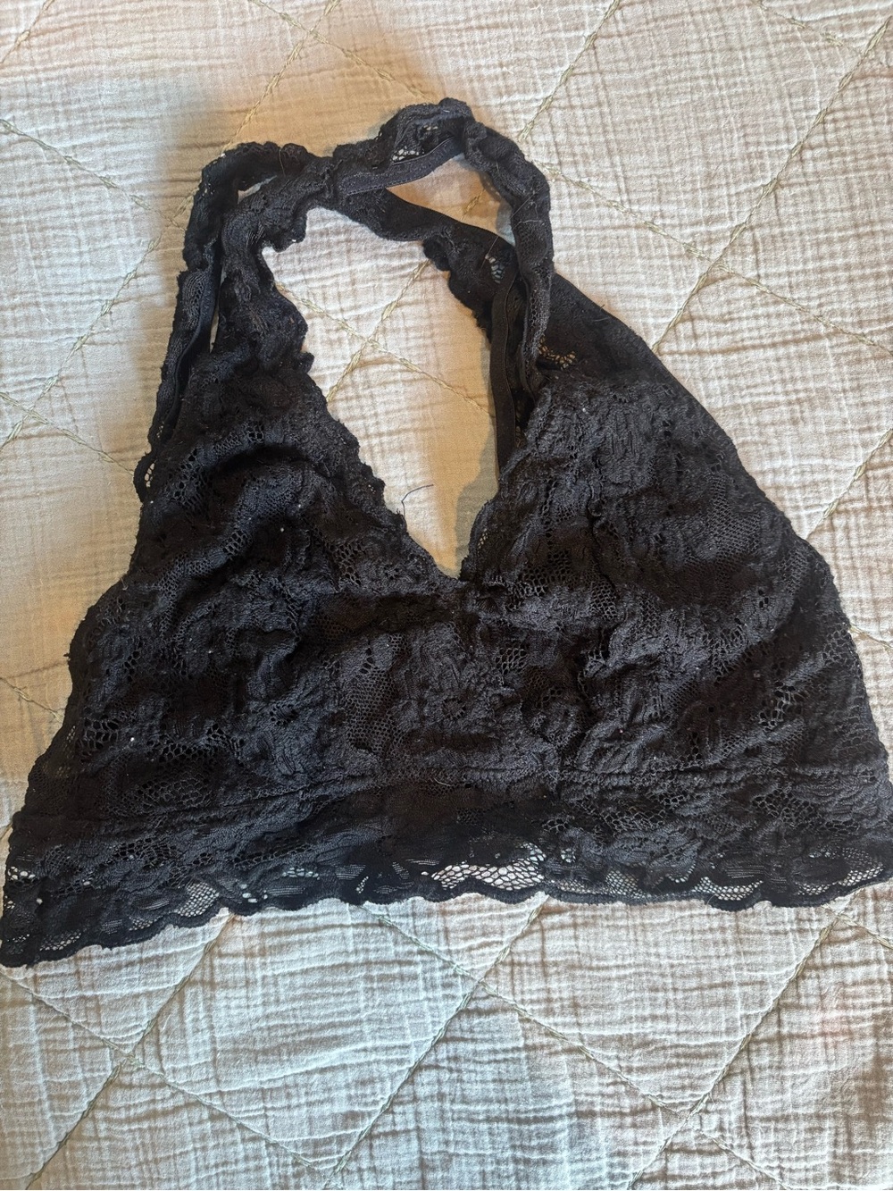 Lace Halter Bralette — Black